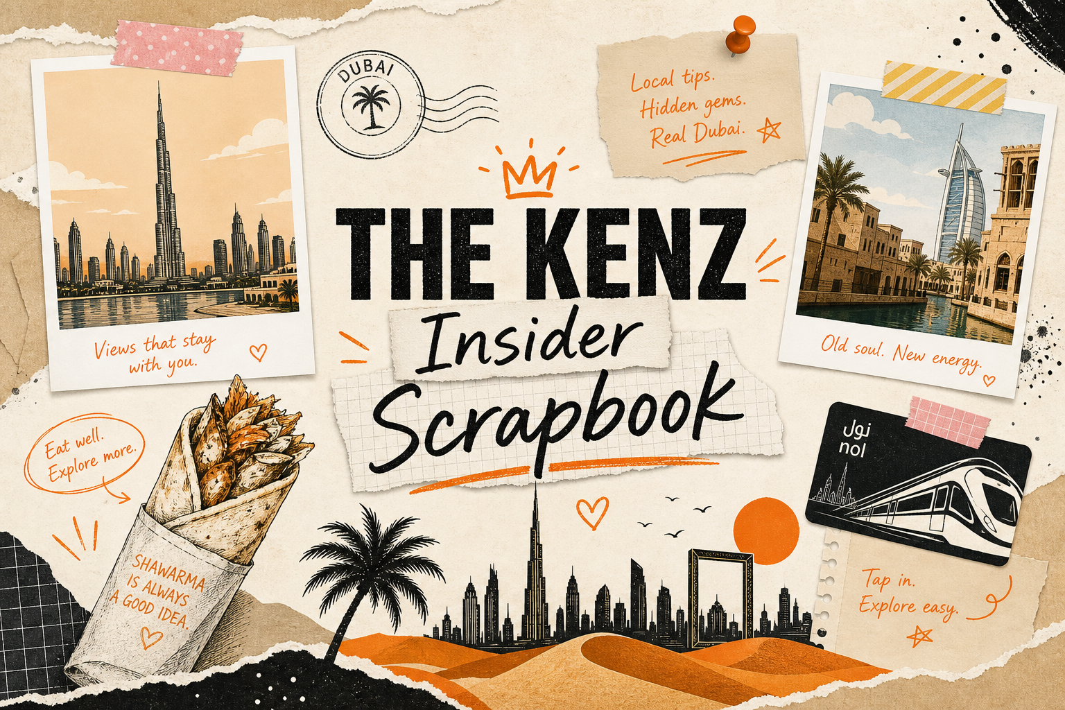 Kenz Insider Scrapbook — Dubai collage illustration